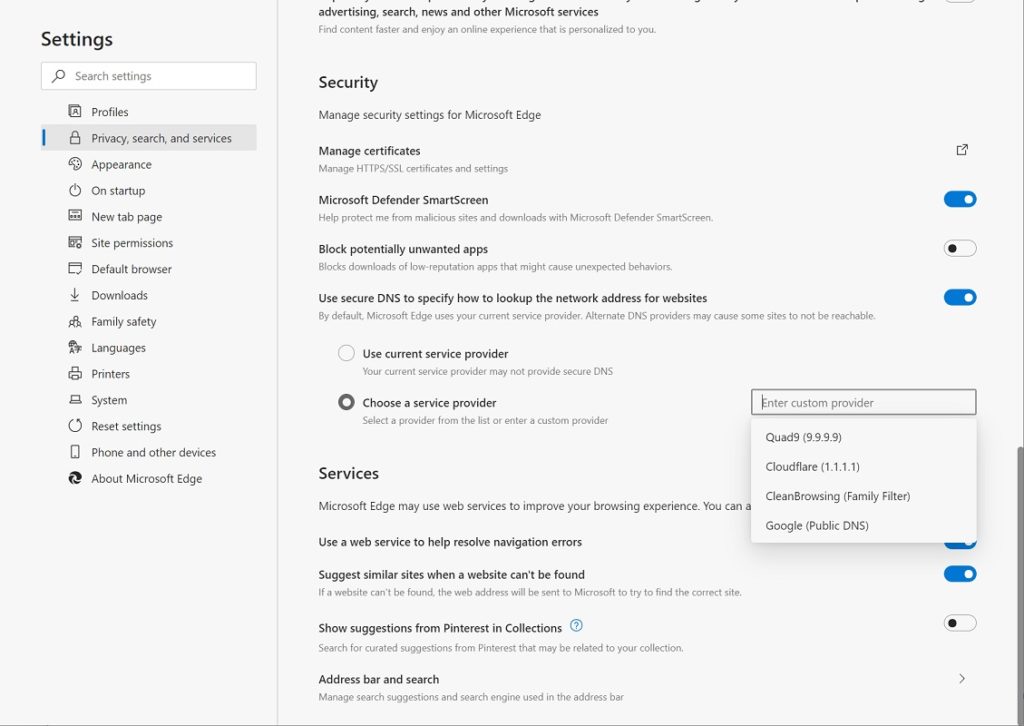 Proveedor DNS Edge 2