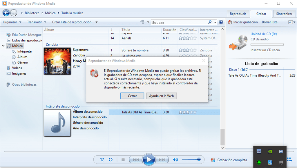 cómo solucionar error 0xc00d36c4 Windows Media Player