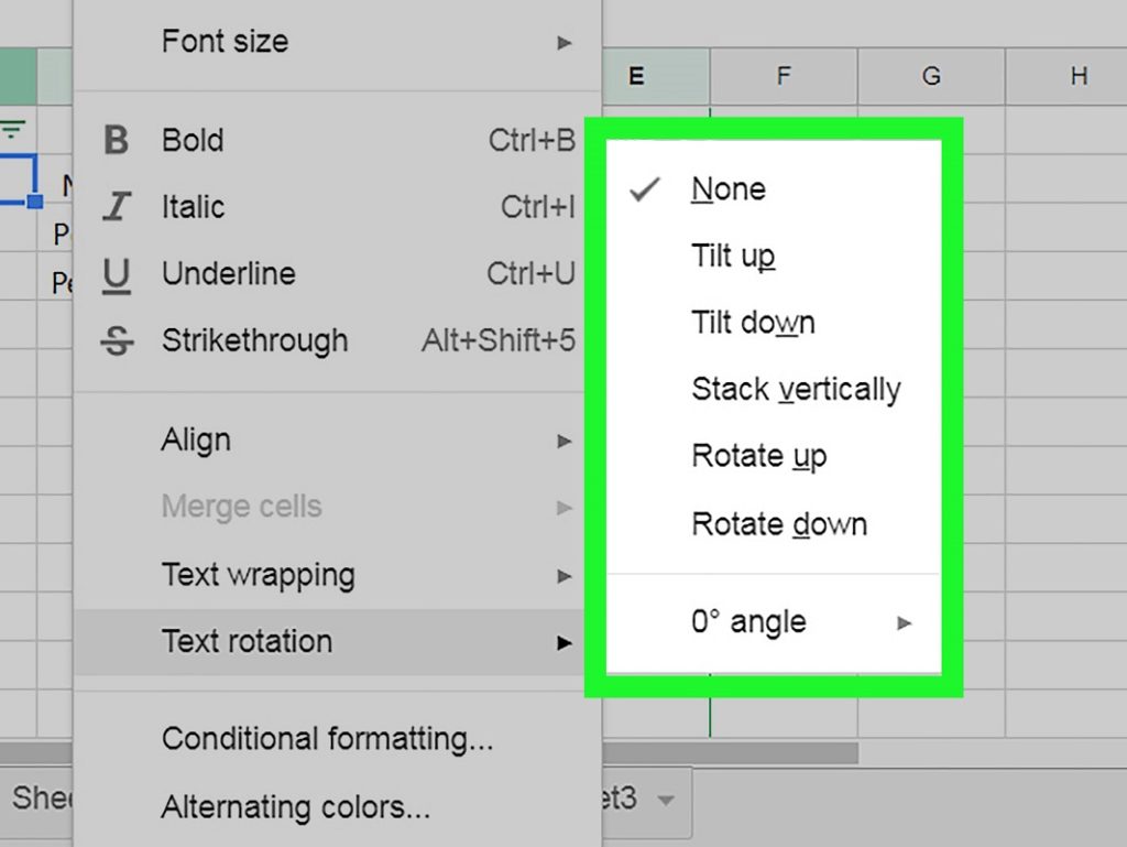 rotar texto Google Sheets 3