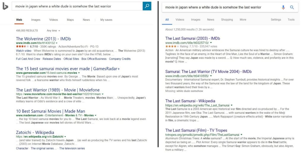 Bing vs Google 2