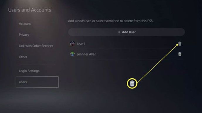 Borrar todas las cuentas de usuario de PS5