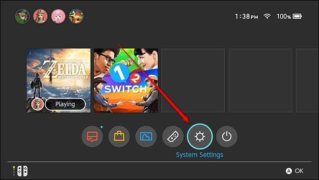 Pantalla de configuración de Switch