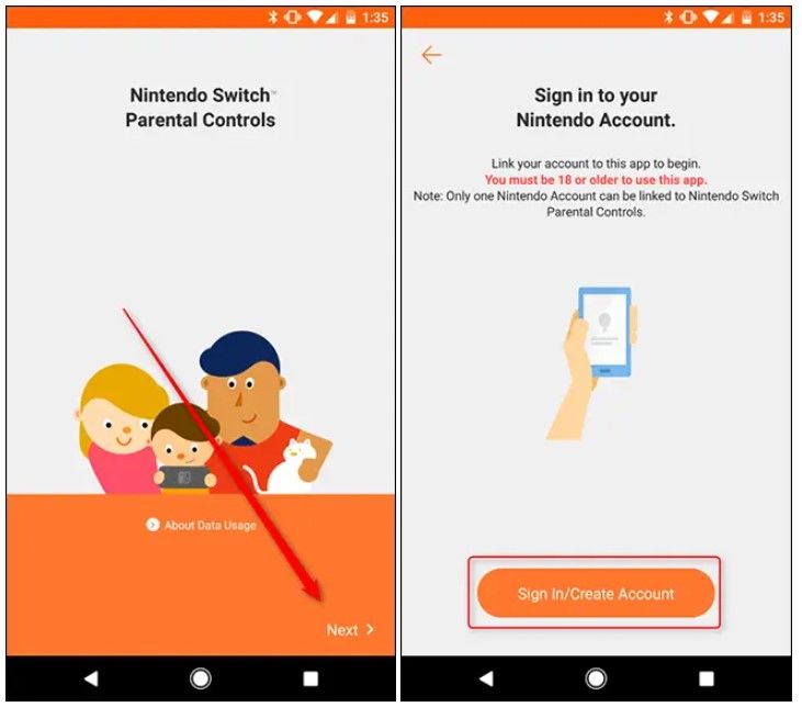 Crear cuenta en la app de control parental de Nintendo