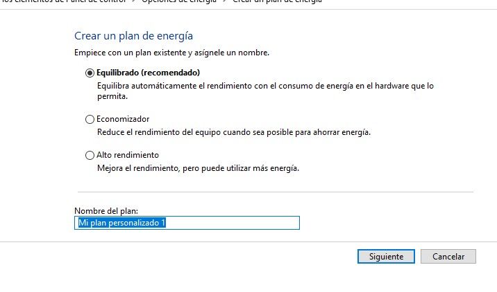 Plan personalizado de energía