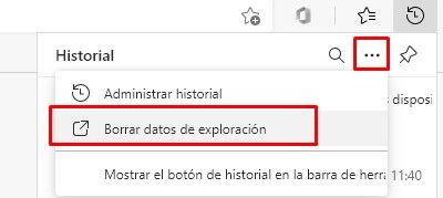 Borrar datos de exploración