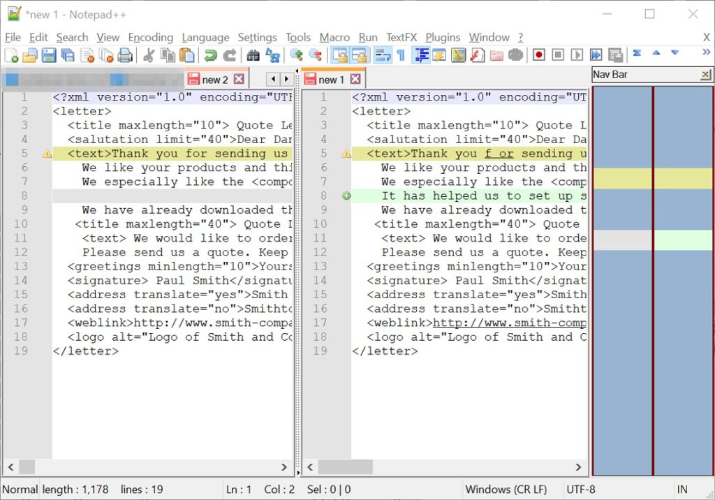 comparar archivos en Notepad ++ 2