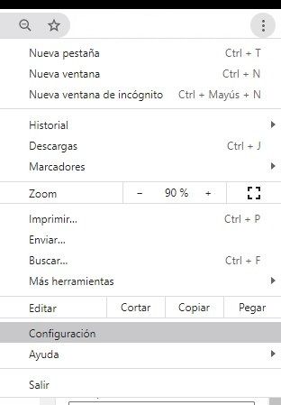 Acceder a la configuración de Google Chrome