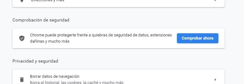 Comprobación de seguridad de Chrome.