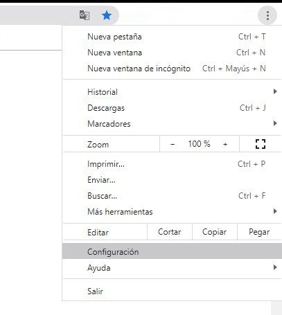 Ingresamos a la configuración de Google Chrome.