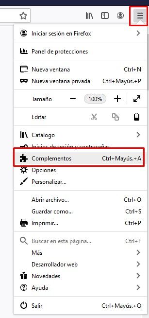 Cómo instalar extensiones o complementos en Firefox.