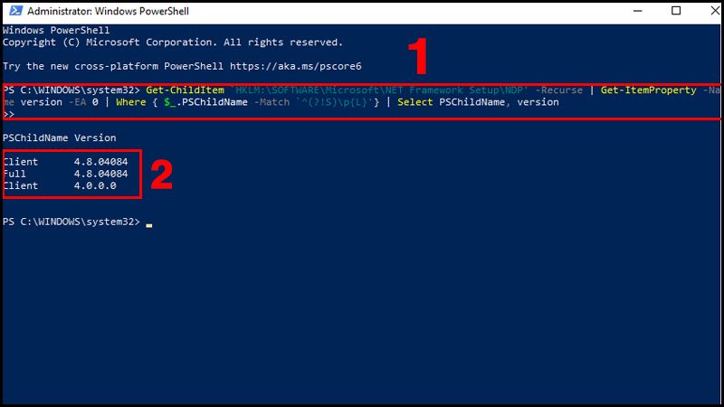 Verificar que versión de Microsoft NET Framework tengo instalada desde Windows PowerShell