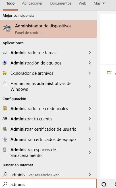 Vamos al Administrador de dispositivos.