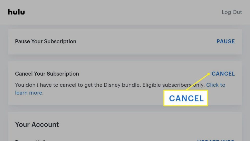 cancelar suscripción Hulu 3