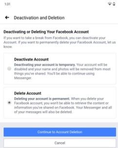 Cómo eliminar o desactivar una cuenta de Facebook para siempre.