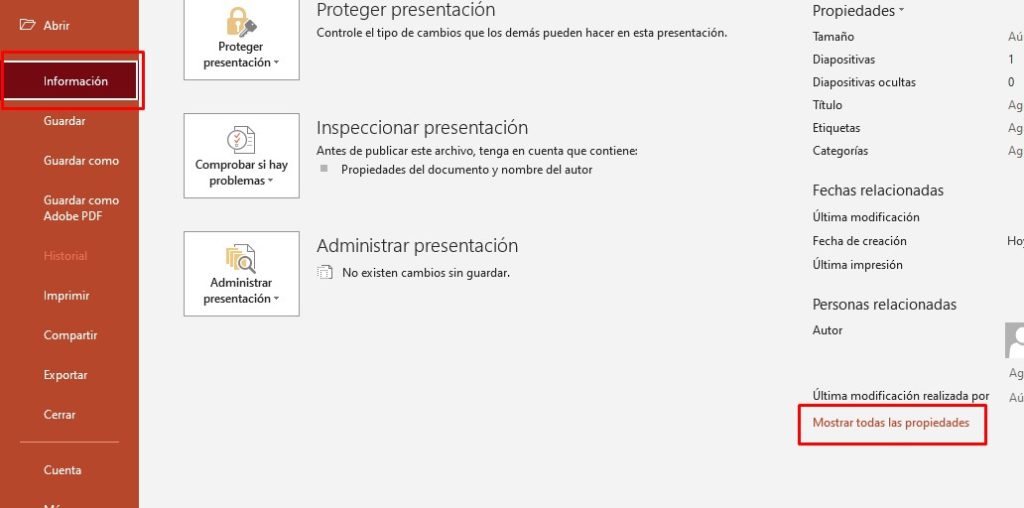 Ver cuántas palabras tiene un documento de PowerPoint.