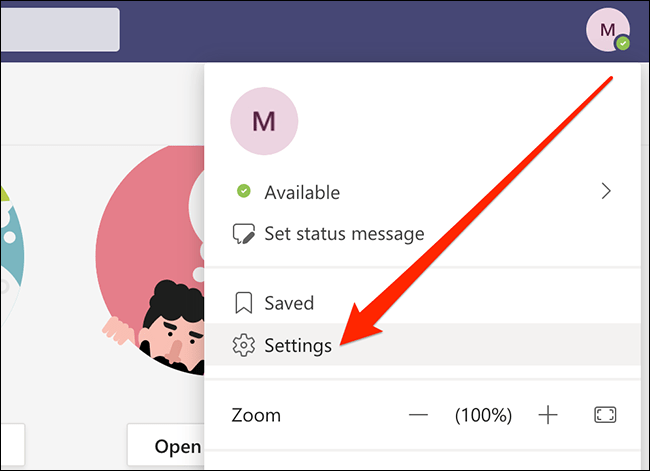 Vamos a "Configuración" en Microsoft Teams.