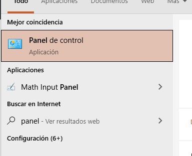 Panel de Control de Windows.