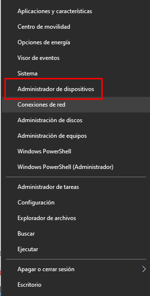 Administrador de dispositivos.