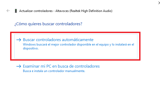 Buscar controladores automáticamente.