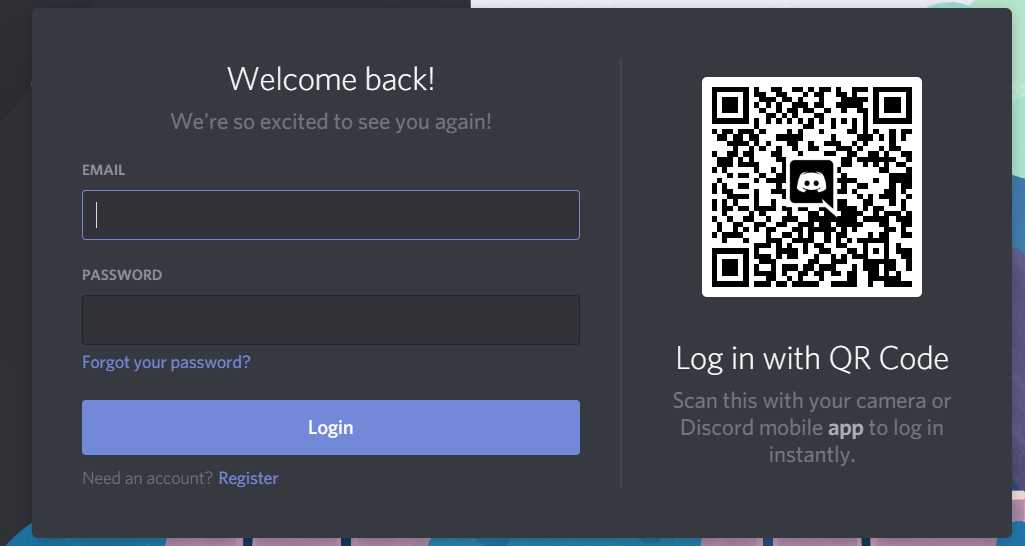 Iniciar sesión en Discord usando un código QR.