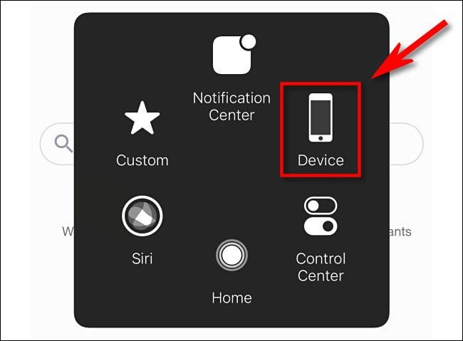 Dispositivo en AssistiveTouch.