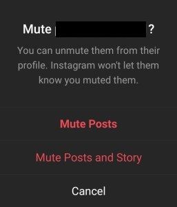Silenciar a alguien en Instagram.