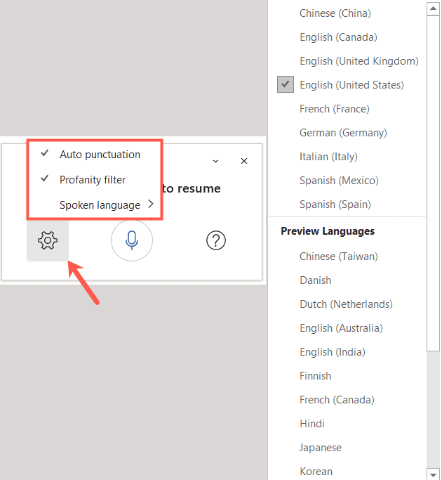 Opciones de configuración.