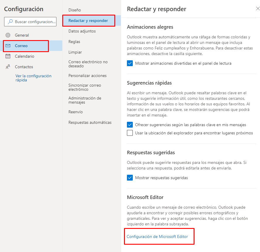 Configuración de Microsoft Editor.