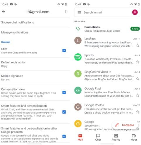 Activar Google Chat desde una aplicación móvil.