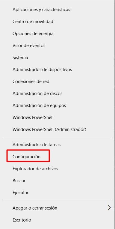 Configuración de Windows.