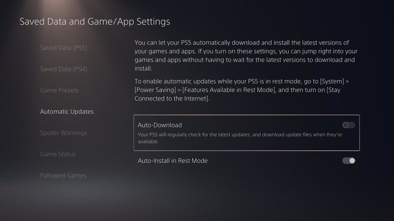 Desactivar las actualizaciones automáticas de PS5.