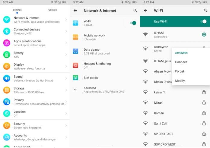 Cómo olvidar redes Wi-Fi en teléfono Android.