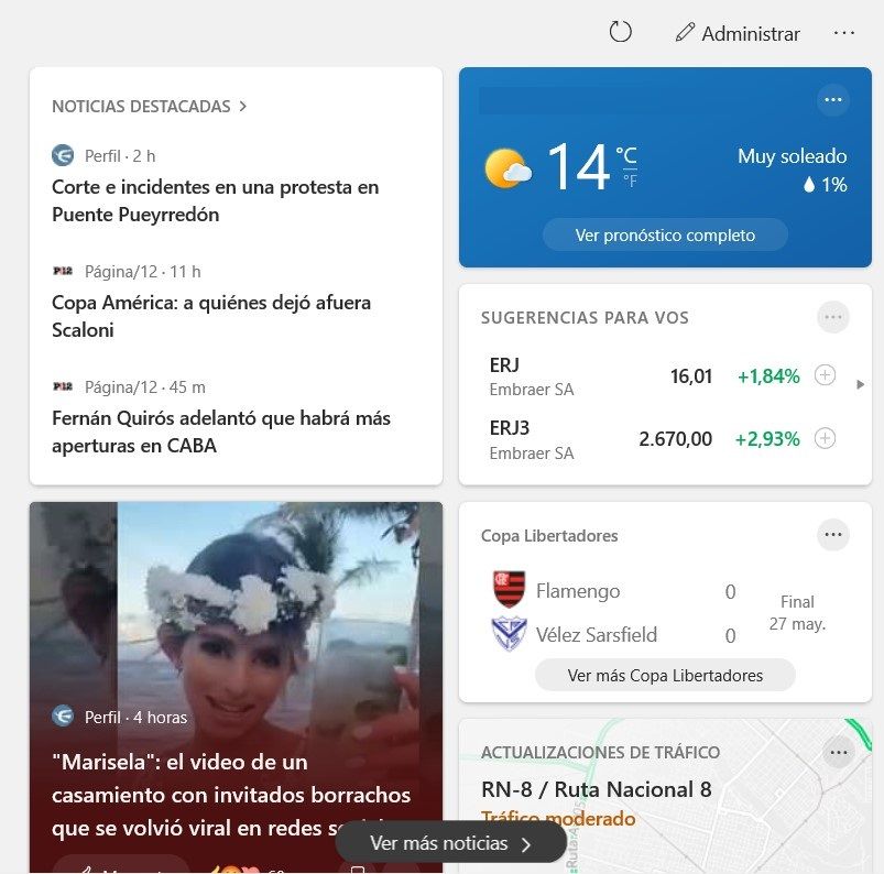 Cómo personalizar el widget de Noticias e intereses de Windows 10.