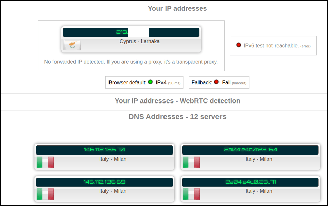 Probando conexión sin VPN activado.