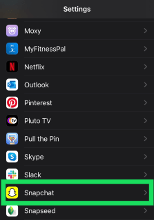 Seleccionamos Snapchat desde el menú de iOS.
