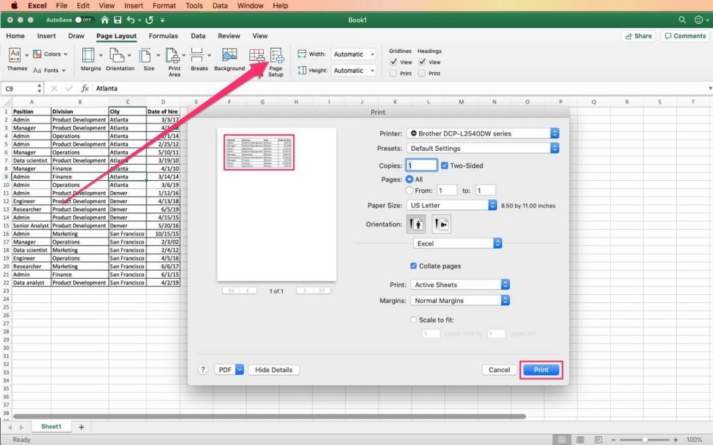 área de impresión Excel 2