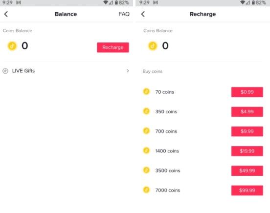 Cómo comprar monedas en TikTok.