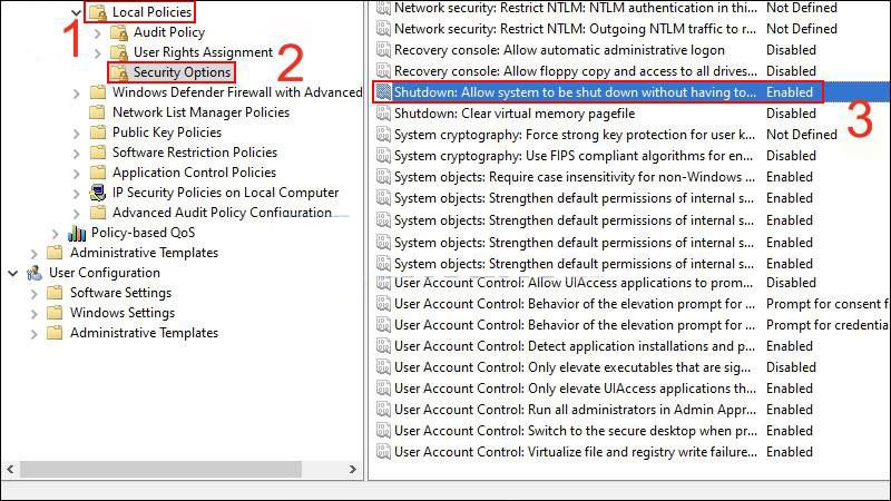 Configuración de seguridad.