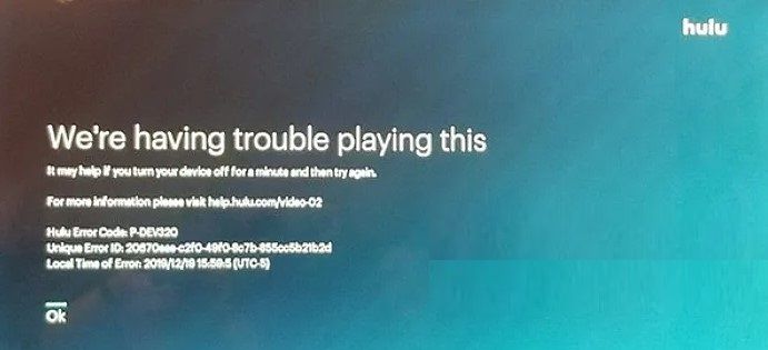 Cómo solucionar código error P-DEV320 Hulu