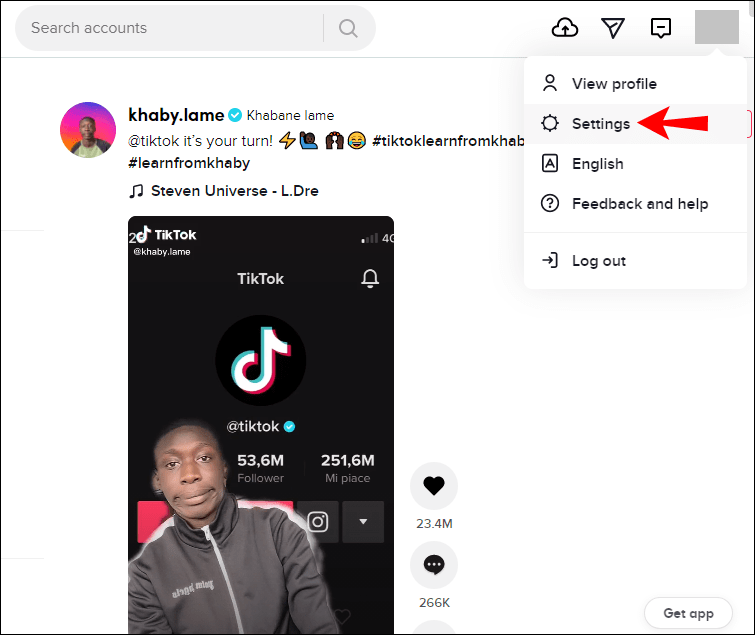 Configuración de TikTok.