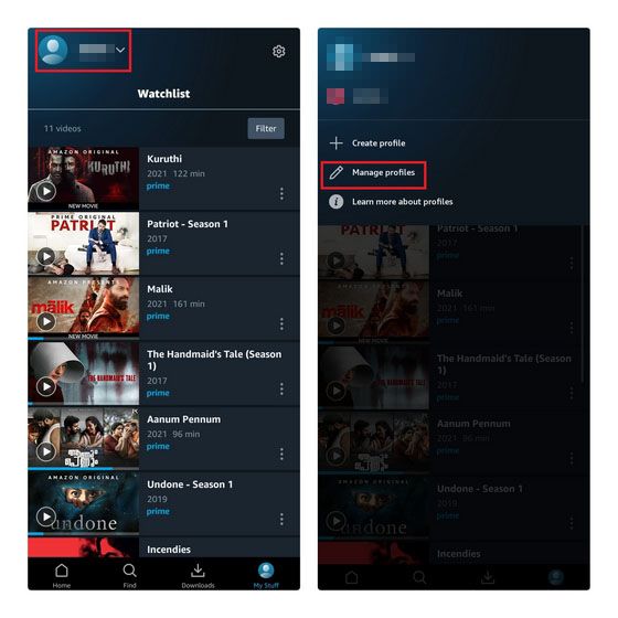 Configuración del perfil de Prime Video.