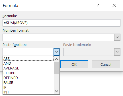 Usando una función en la fórmula de Outlook.