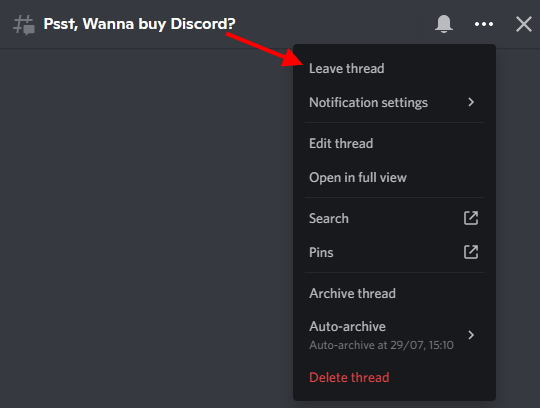 Cómo abandonar un hilo de Discord.