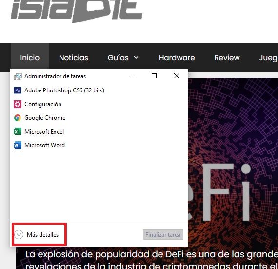 Más detalles en el Administrador de tareas.