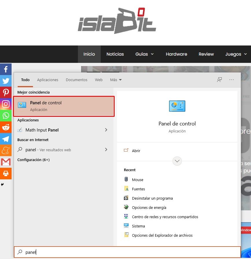 Abrir Panel de Control.
