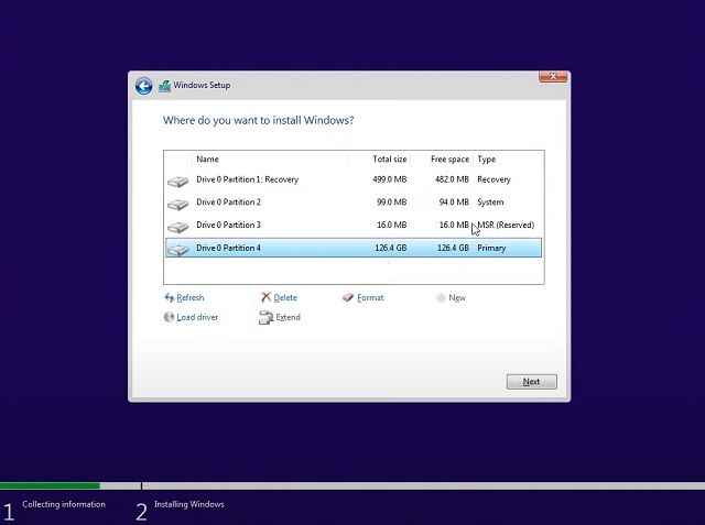 Seleccionar partición donde se desea instalar WIndows 11 desde un USB.