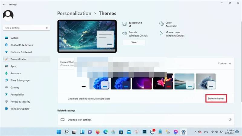 Buscar más themes en Microsoft Store.