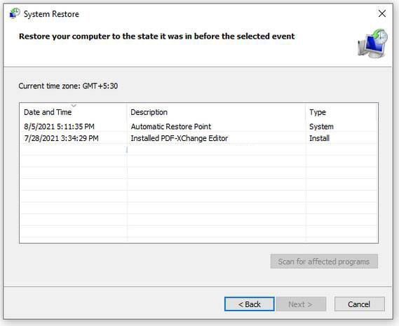 Restauración del sistema para solucionar problema de que la PC no se inicia