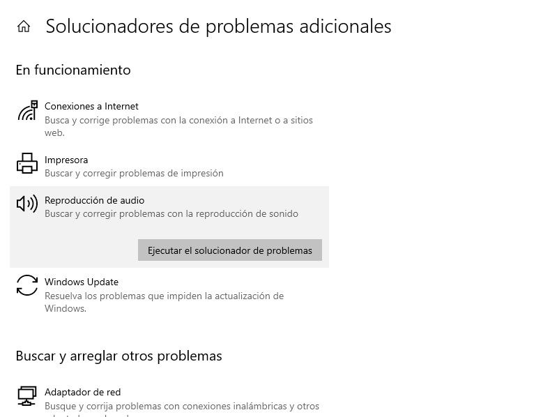 Ejecutar solucionar de problemas de audio para corregir el volumen de Windows.