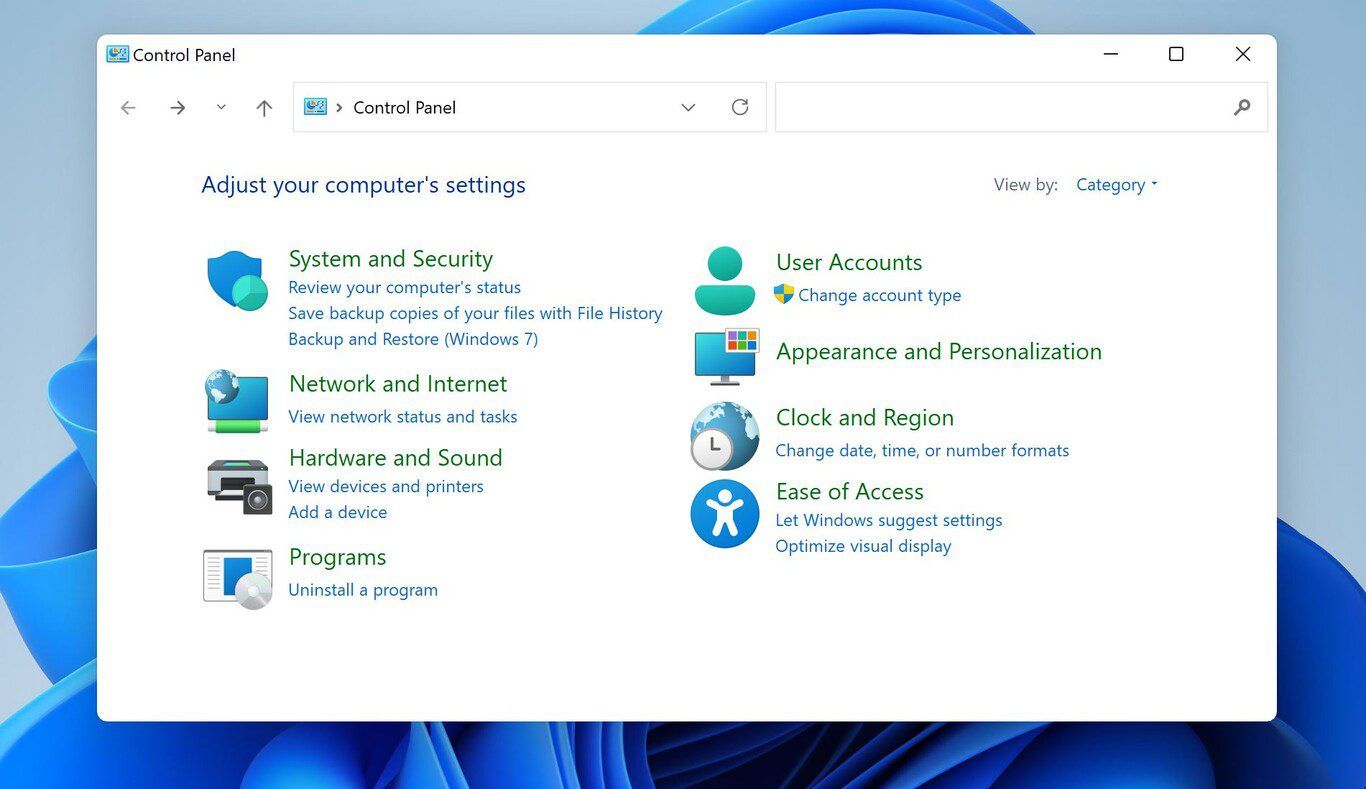 Panel control Windows 11 1